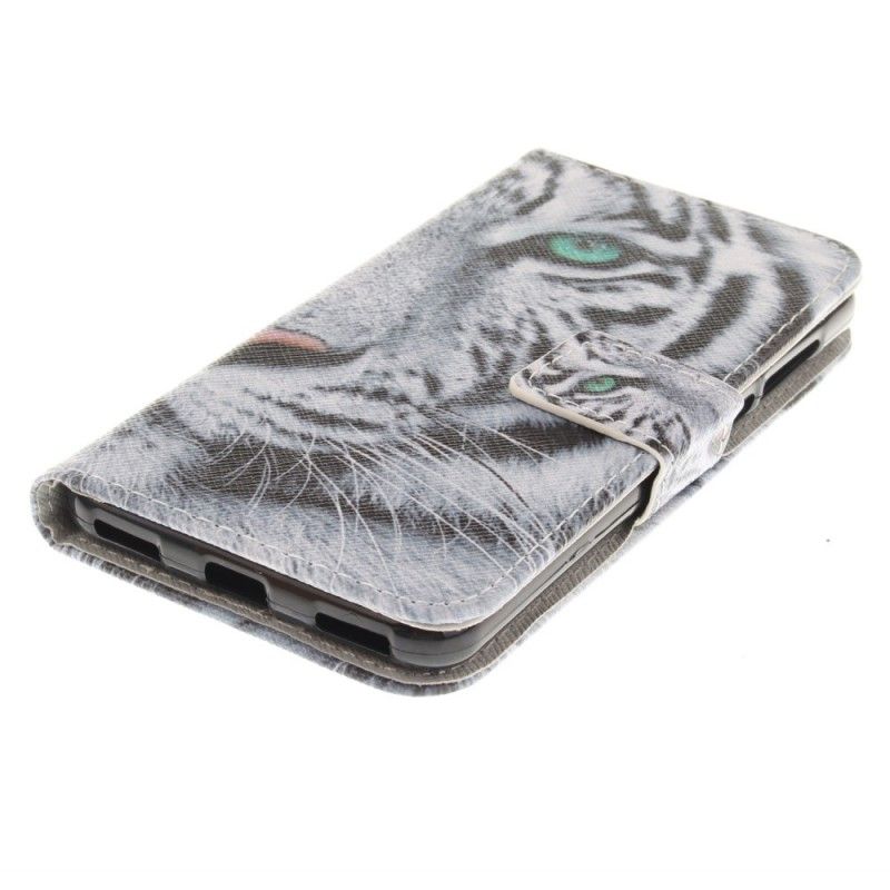 Folio Deksel Huawei Y6 2017 Hvit Tiger Anti-fall
