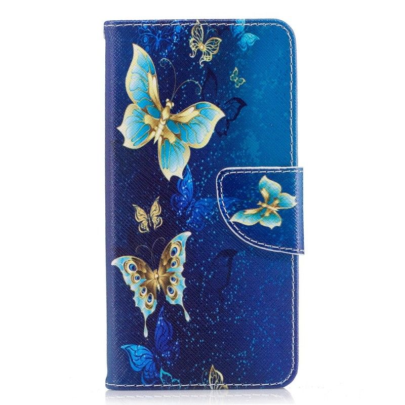 Lærdeksel Folio Deksel Huawei Y6 2017 Mobildeksel Sommerfugler Om Natten