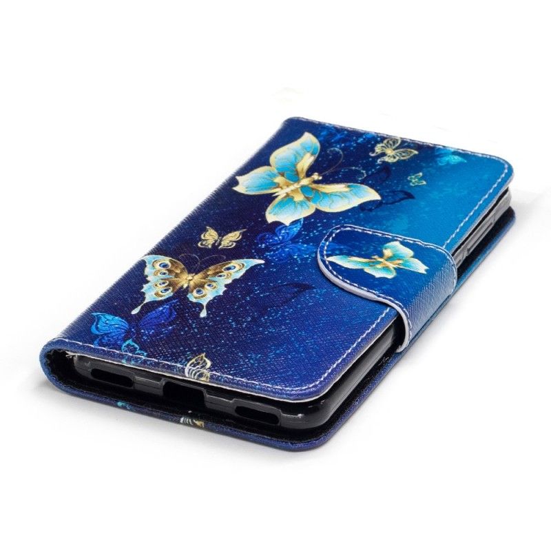 Lærdeksel Folio Deksel Huawei Y6 2017 Mobildeksel Sommerfugler Om Natten
