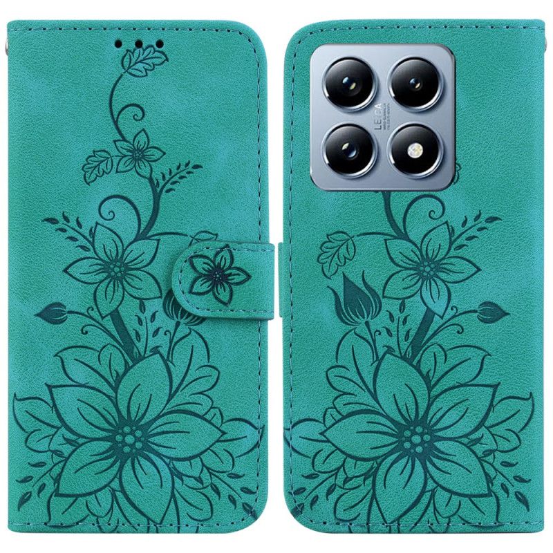 Lærdeksel Folio Deksel Xiaomi 14t Liljeblomster