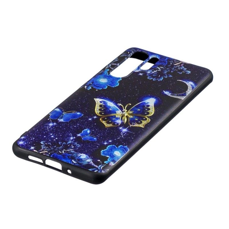 Deksel for Huawei P30 Pro Gylden Sommerfugl