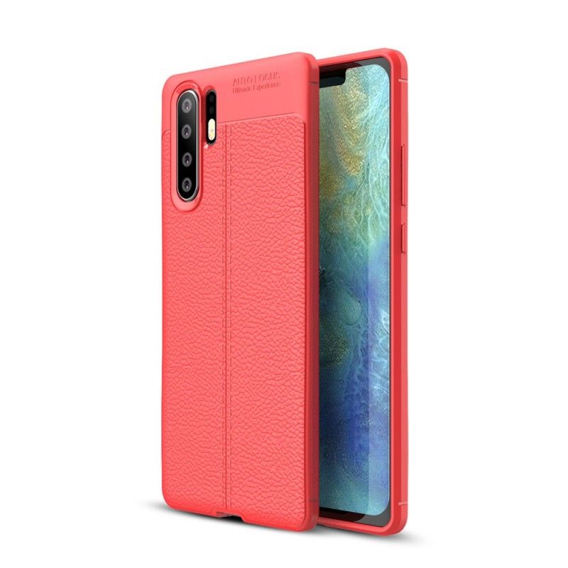 Deksel Huawei P30 Pro Svart Dobbeltlinjet Litchi-Læreffekt