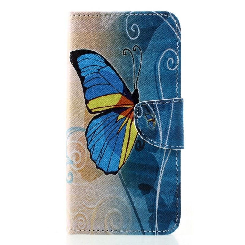 Folio Deksel for Huawei P30 Pro Lyseblå Sommerfugler Og Blomster