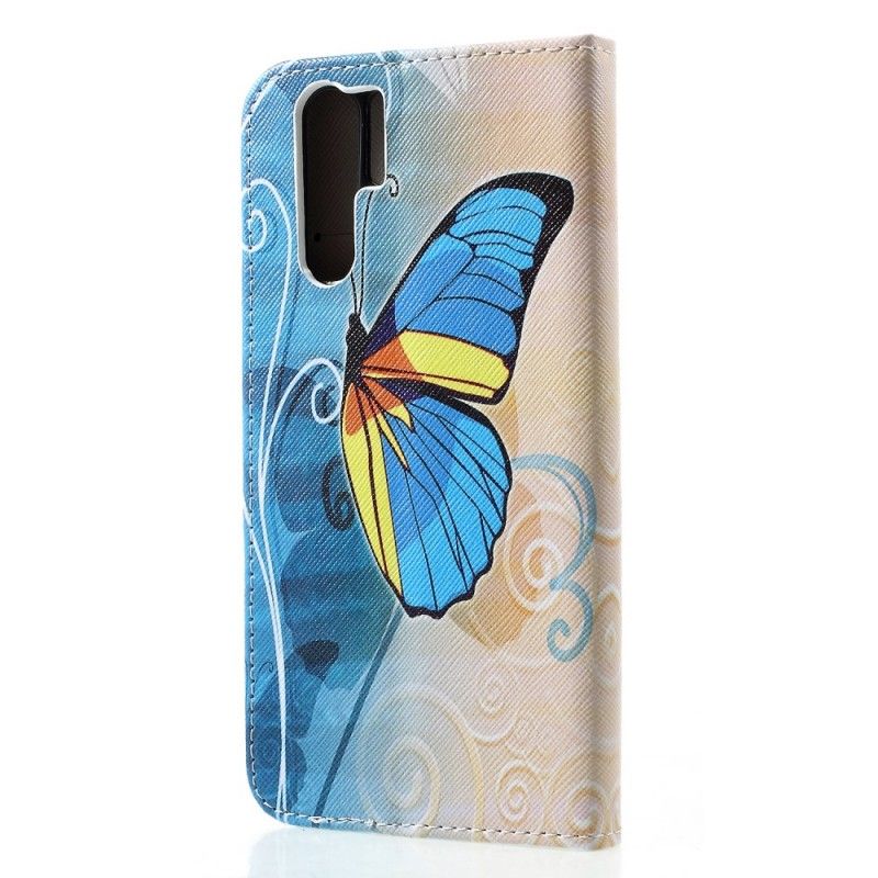 Folio Deksel for Huawei P30 Pro Lyseblå Sommerfugler Og Blomster