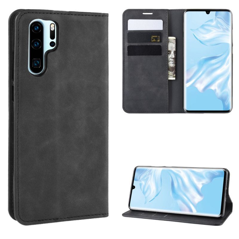 Folio Deksel Huawei P30 Pro Svart Elegant Skinneffekt