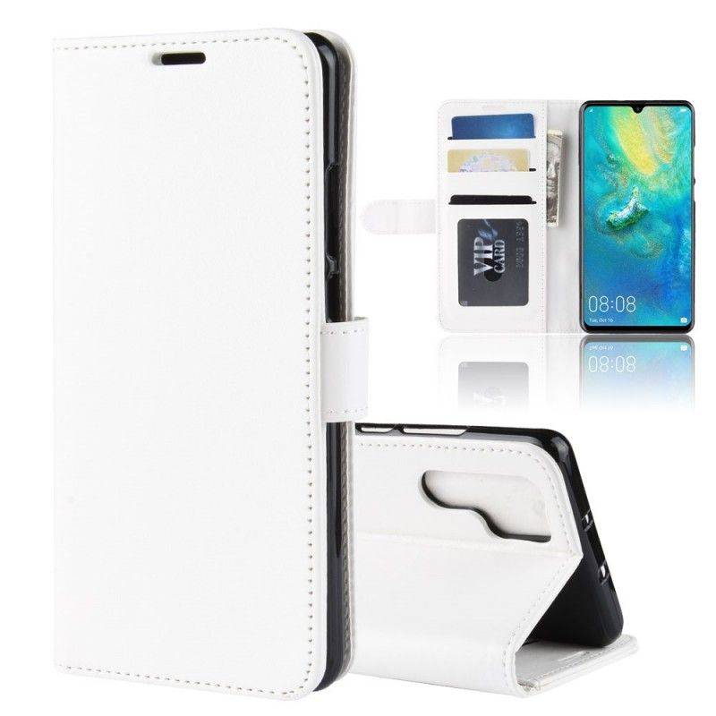 Lærdeksel Folio Deksel Huawei P30 Pro Svart Mobildeksel Ultra Imitert Skinn