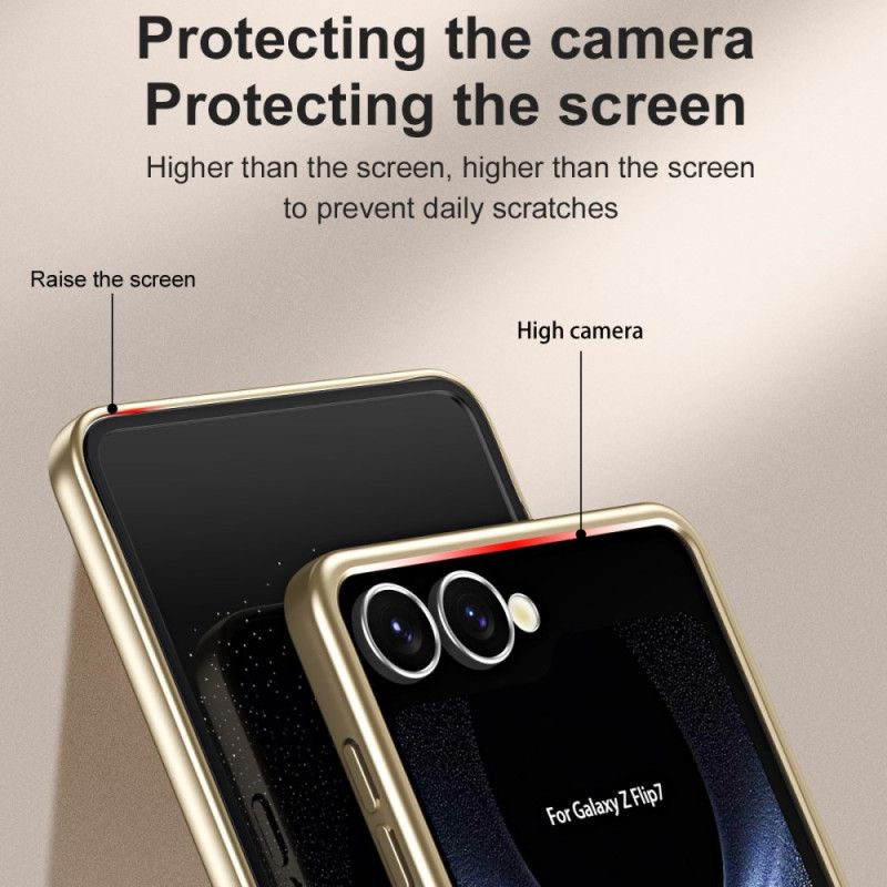 Deksel Samsung Galaxy Z Flip 7 Metallisk Effekt Med Skjermbeskytter