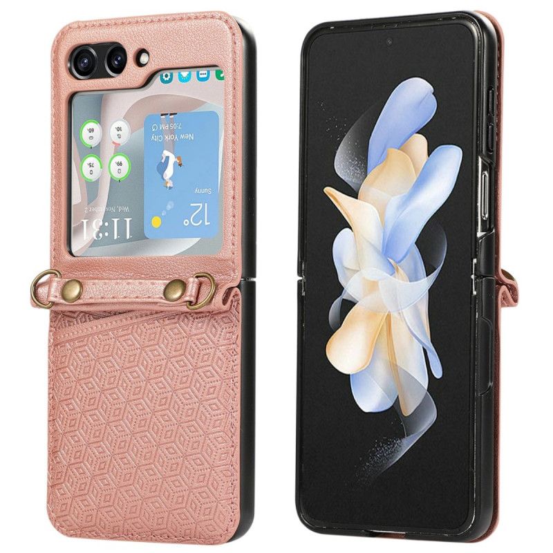 Deksel Samsung Galaxy Z Flip 7 Mobildeksel Kortholder I Rombedesign