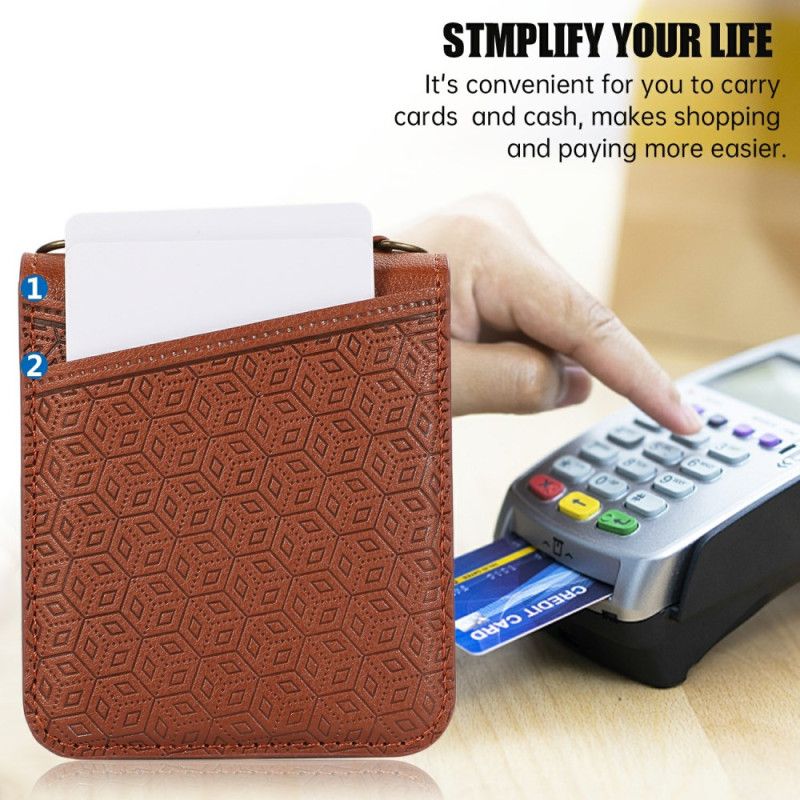 Deksel Samsung Galaxy Z Flip 7 Mobildeksel Kortholder I Rombedesign