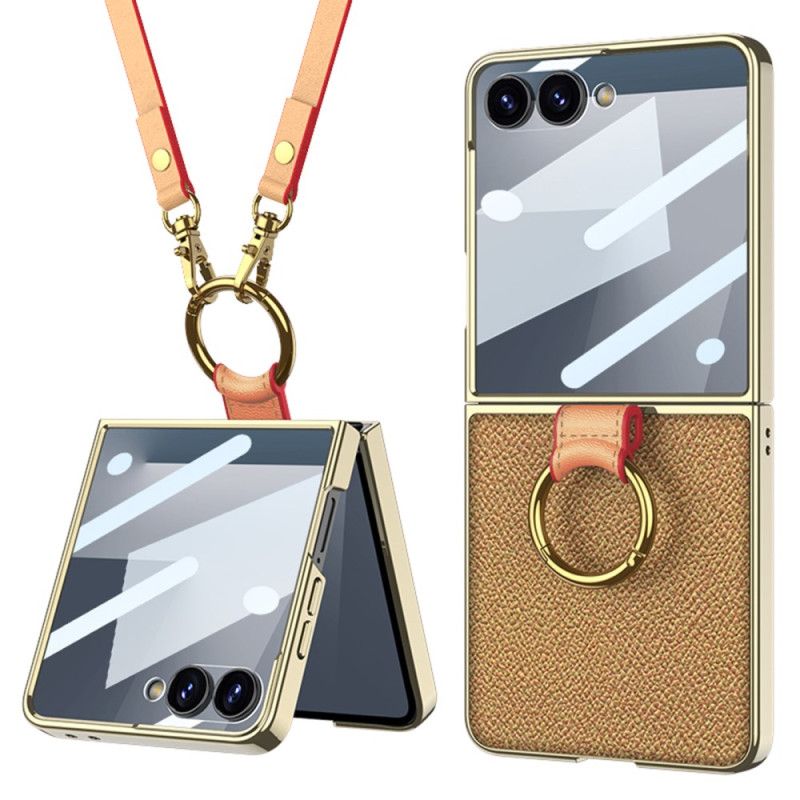 Deksel Samsung Galaxy Z Flip 7 Ringholder Og Avtakbar Skulderstropp Beskyttelse Deksel