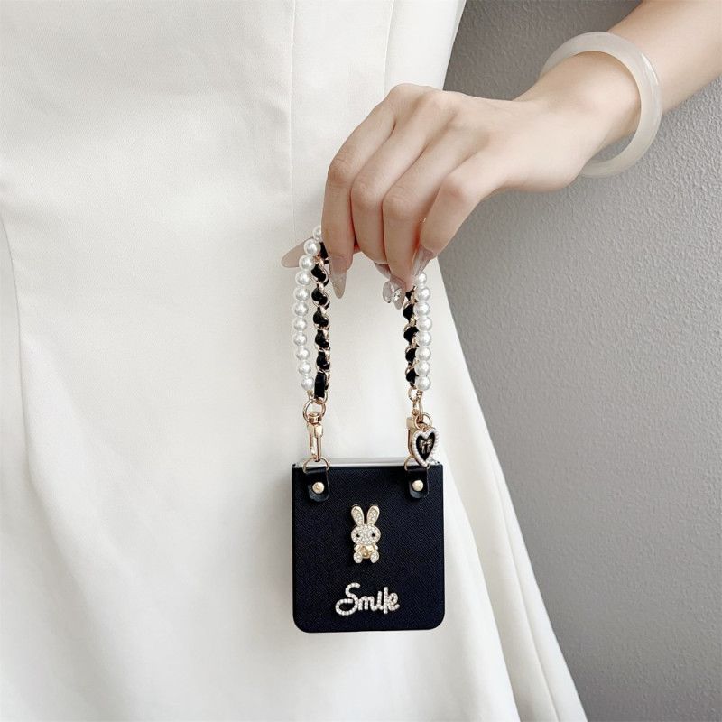 Deksel Samsung Galaxy Z Flip 7 Smiley Bunny Med Armbånd