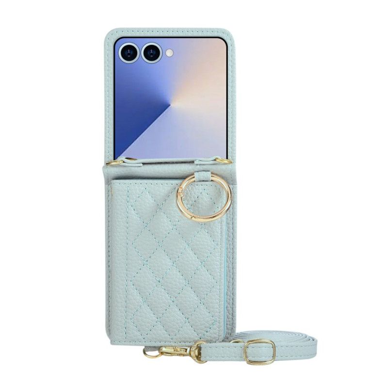 Deksel Samsung Galaxy Z Flip 7 Vattert Lommebok Med Skulderstropp