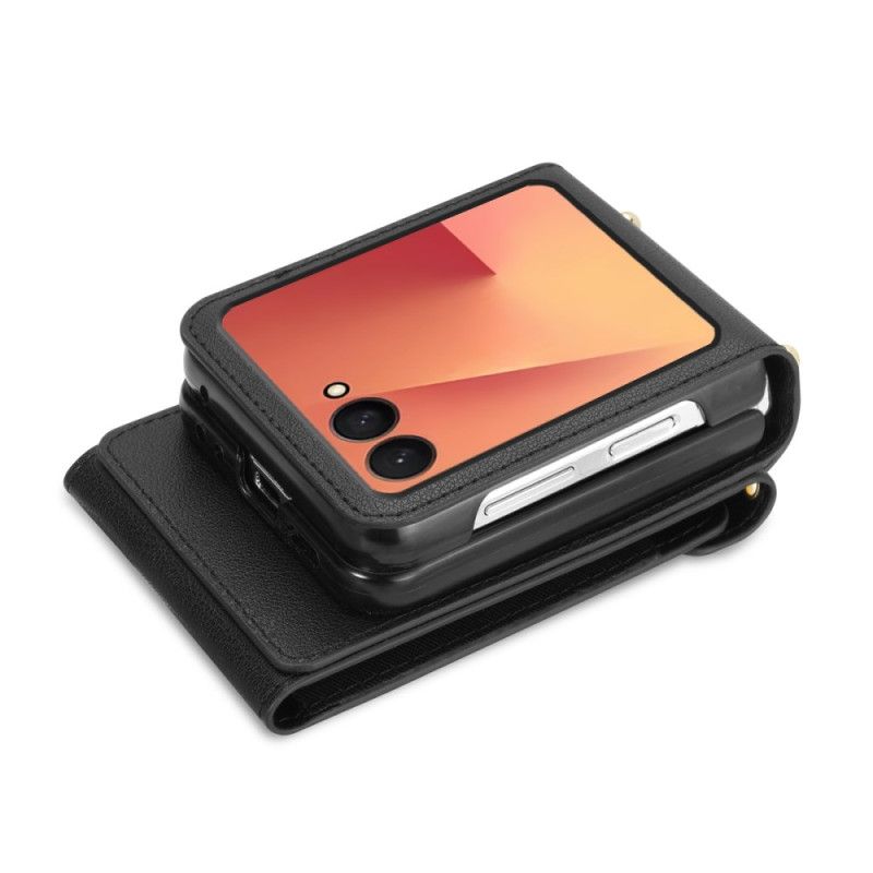 Deksel Til Samsung Galaxy Z Flip 7 Lommebok Med Glidelås Og Skulderstropp