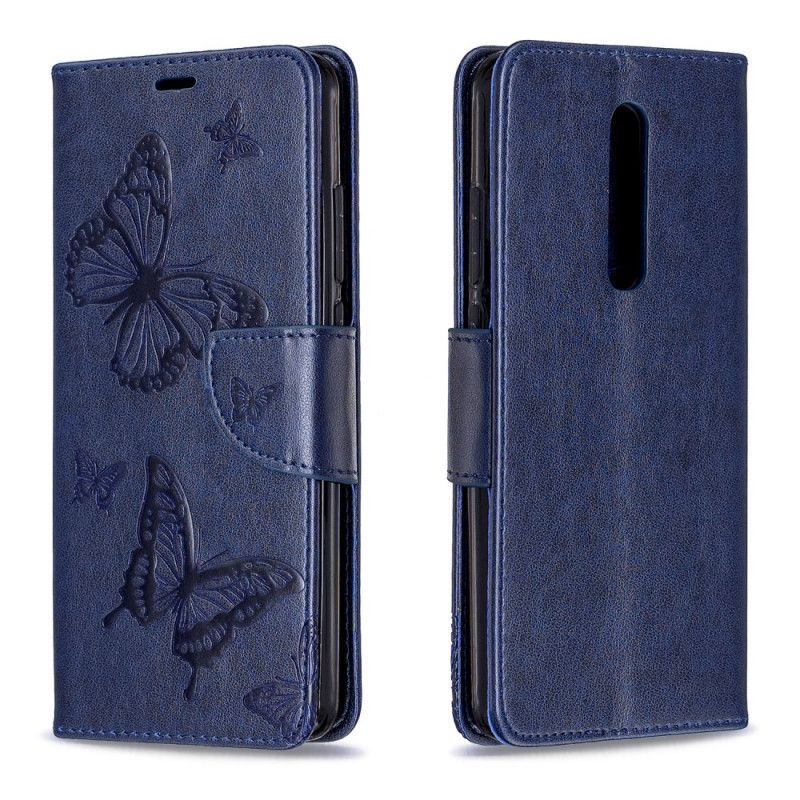 Folio Deksel for Xiaomi Mi 9T / Mi 9T Pro Grå Trykte Sommerfugler Med Tanga