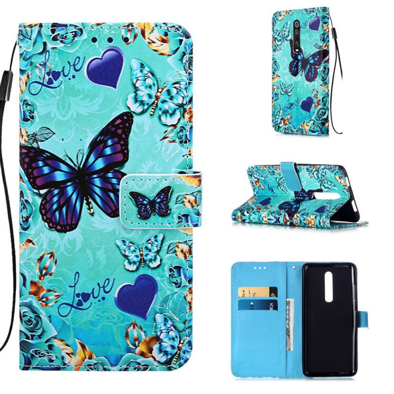 Folio Deksel Xiaomi Mi 9T / Mi 9T Pro Kjærlighetssommerfugler Med Tanga