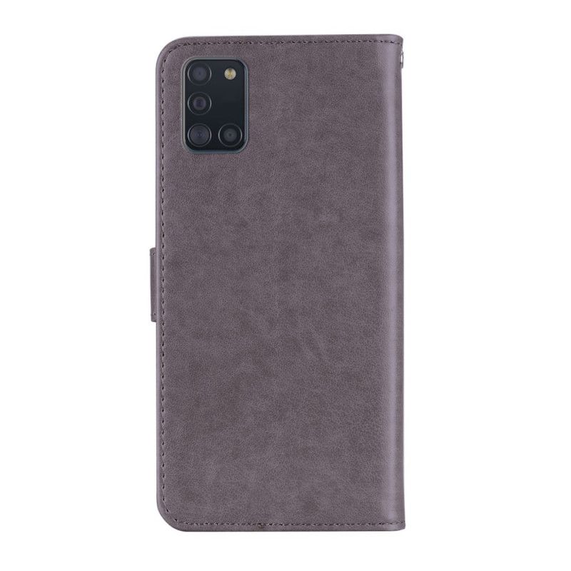 Lærdeksel Folio Deksel Samsung Galaxy A31 Grå Uglemandala Og Tanga