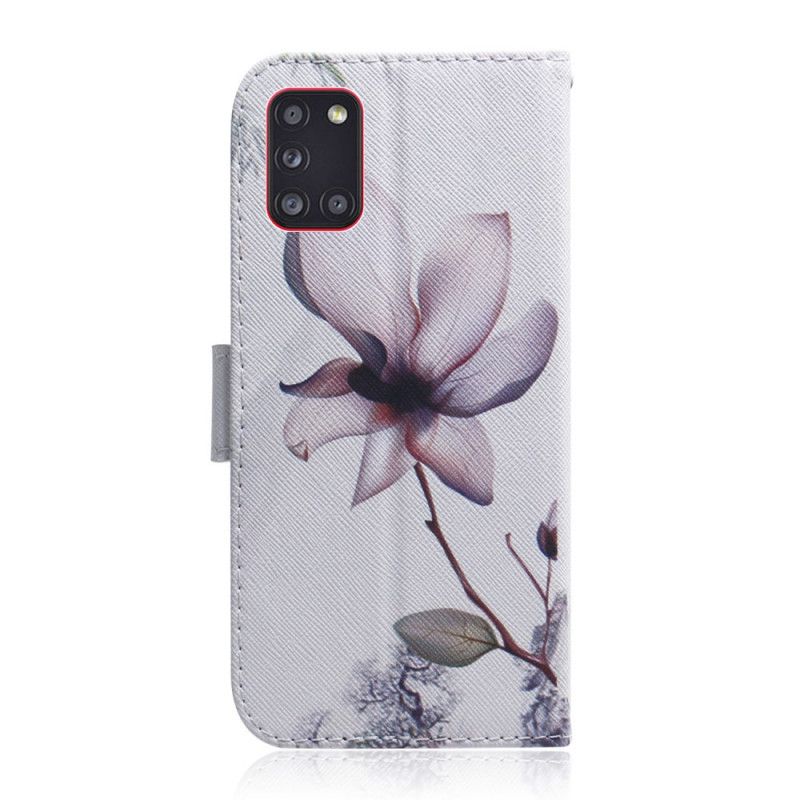 Lærdeksel Folio Deksel Samsung Galaxy A31 Mobildeksel Gammel Roseblomst