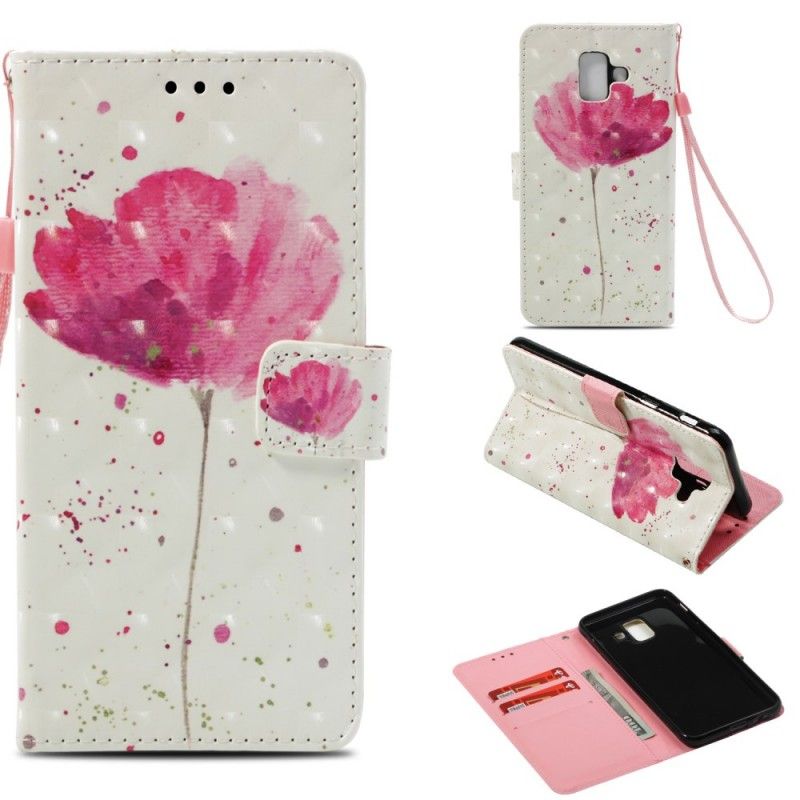 Folio Deksel for Samsung Galaxy A6 3D Akvarellvalmue