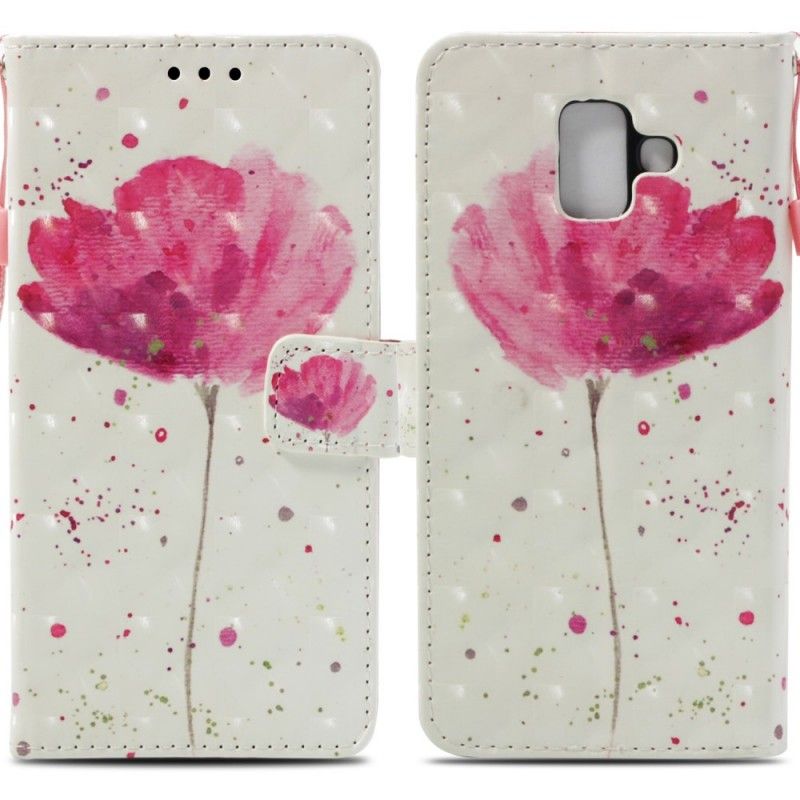 Folio Deksel for Samsung Galaxy A6 3D Akvarellvalmue