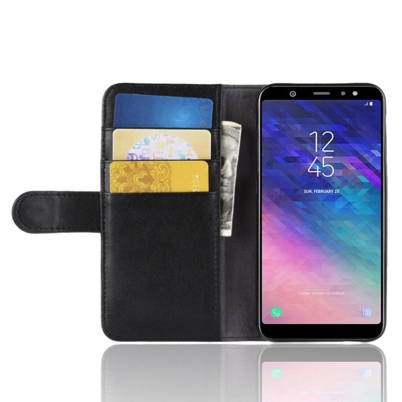 Folio Deksel for Samsung Galaxy A6 Svart Delt Skinn