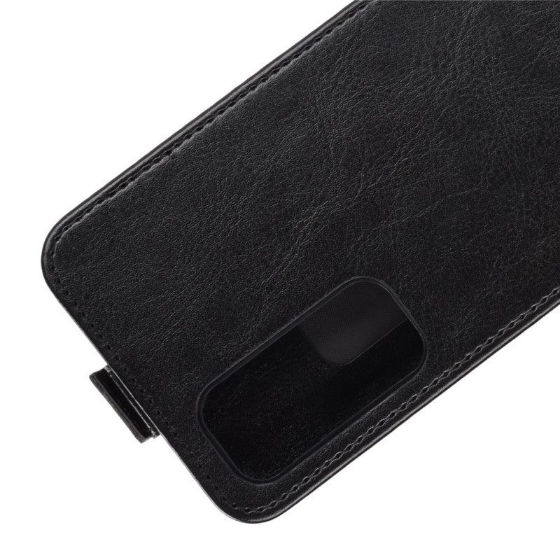 Folio Deksel for Huawei P Smart 2021 Svart Skinneffekt Med Loddrett Klaff