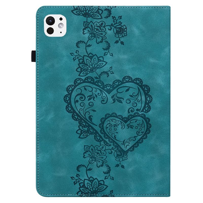 Etui Til iPad Pro 13 (2025) Hjertemønster I Semsket Skinn