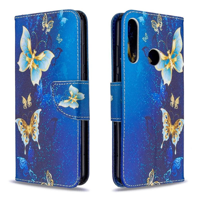 Folio Deksel for Huawei Y6p Mørkeblå Sommerfugler Om Natten