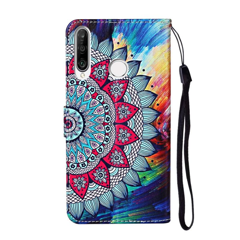 Lærdeksel Folio Deksel Huawei Y6p Mobildeksel Ultra Fargerik Mandala