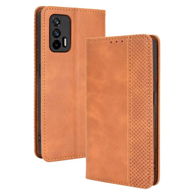 Folio Deksel Til Realme Gt 5g Stilisert Vintage Skinneffekt