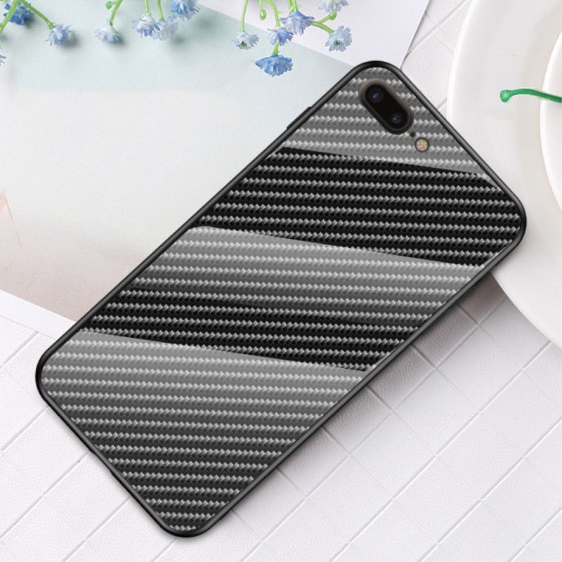 Deksel iPhone 7 Plus / 8 Plus Svart Karbonfiber Herdet Glass Pluss