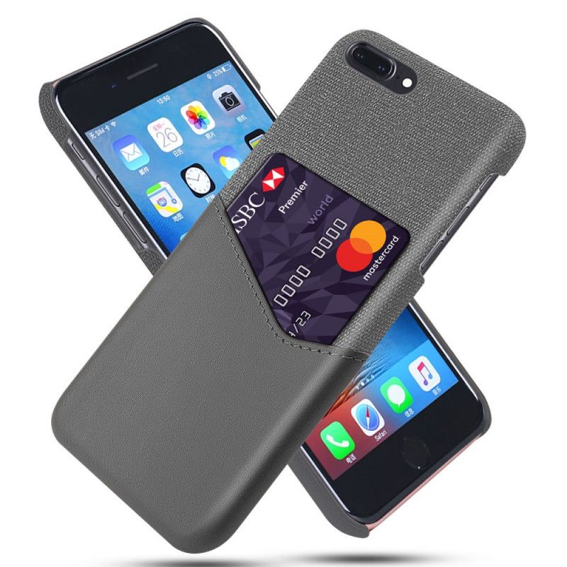 Deksel iPhone 7 Plus / 8 Plus Svart Ksq Kortholder Anti-fall