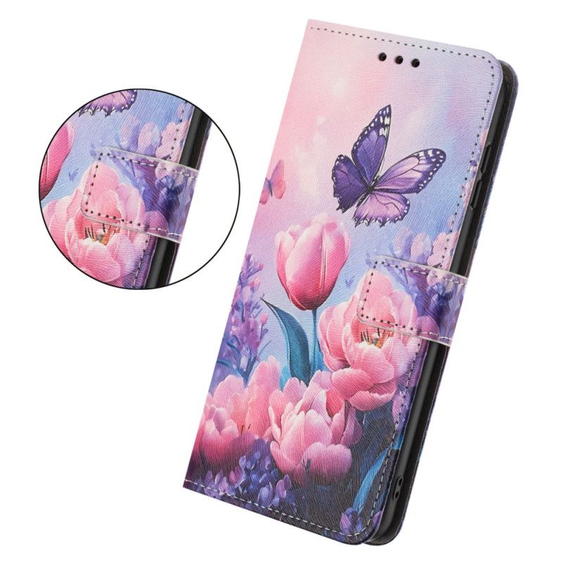 Folio Deksel Oppo Reno 14 Pro 5g Blomsterdekorasjon Beskyttelse Deksel