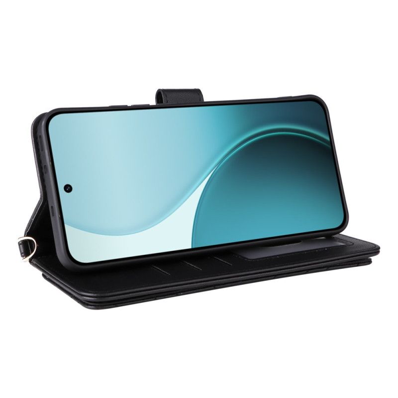 Folio Deksel Oppo Reno 14 Pro 5g Vattert Med Stropp Og Håndleddsstropp Beskyttelse Deksel