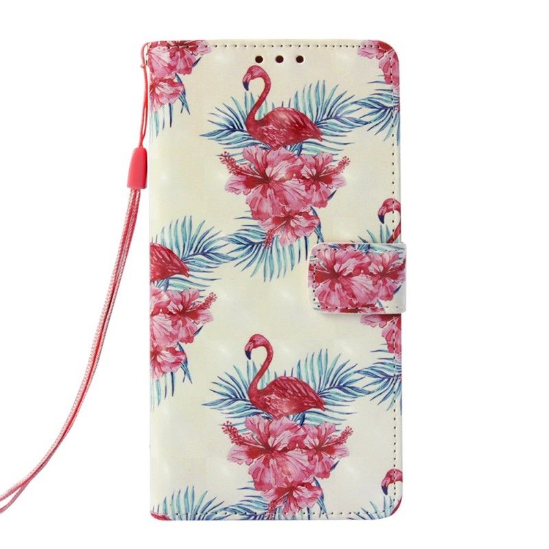 Folio Deksel for Samsung Galaxy S10e Hvit Flere Flamingoer