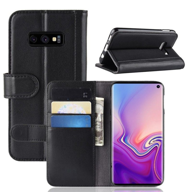 Folio Deksel Samsung Galaxy S10e Svart Delt Skinn Anti-fall