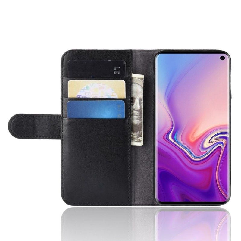 Folio Deksel Samsung Galaxy S10e Svart Delt Skinn Anti-fall
