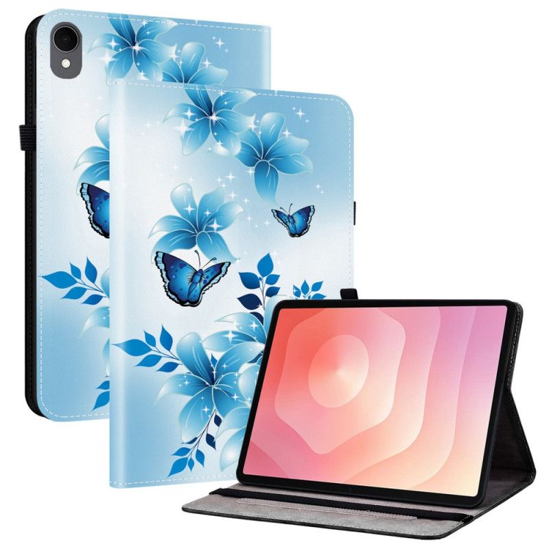 Etui Til Samsung Galaxy Tab S11 Sommerfugler Og Blå Blomster