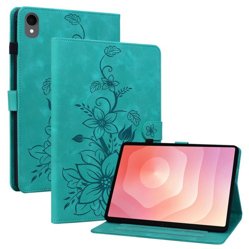Folio Deksel Samsung Galaxy Tab S11 Blomstermotiv Med Semsket Skinneffekt Beskyttelse Deksel
