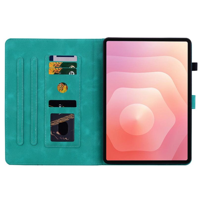 Folio Deksel Samsung Galaxy Tab S11 Blomstermotiv Med Semsket Skinneffekt Beskyttelse Deksel