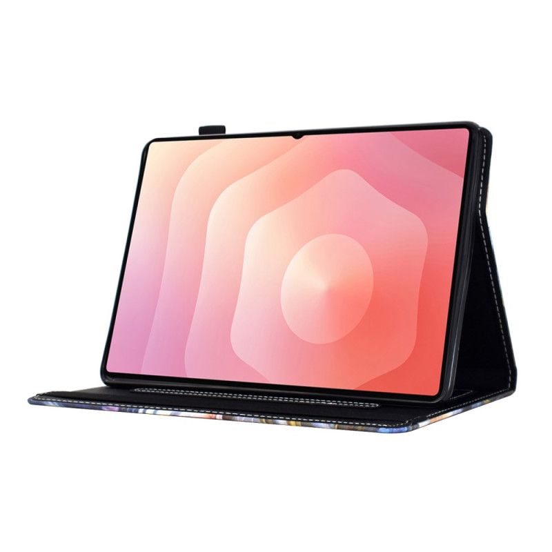 Lærdeksel Folio Deksel Samsung Galaxy Tab S11 Mobildeksel Fargede Blomster Og Sommerfugler