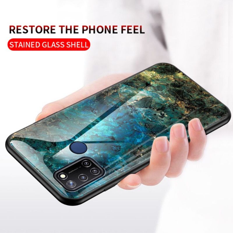 Deksel Realme 7i Svart Mobildeksel Førsteklasses Herdet Glass
