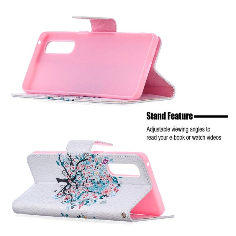 Folio Deksel for Oppo Find X2 Neo Blomstret Tre