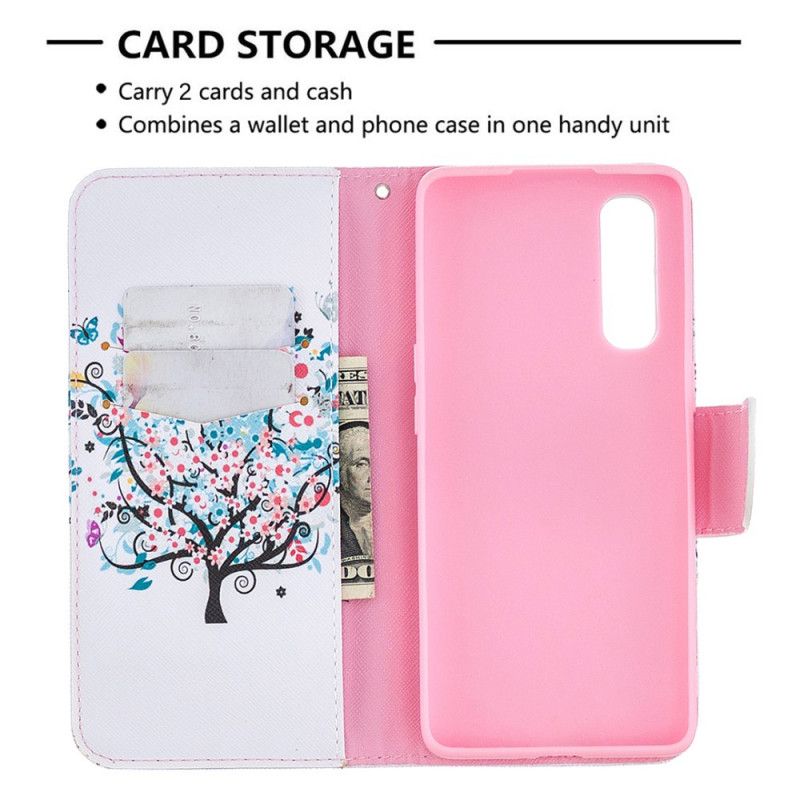 Folio Deksel for Oppo Find X2 Neo Blomstret Tre