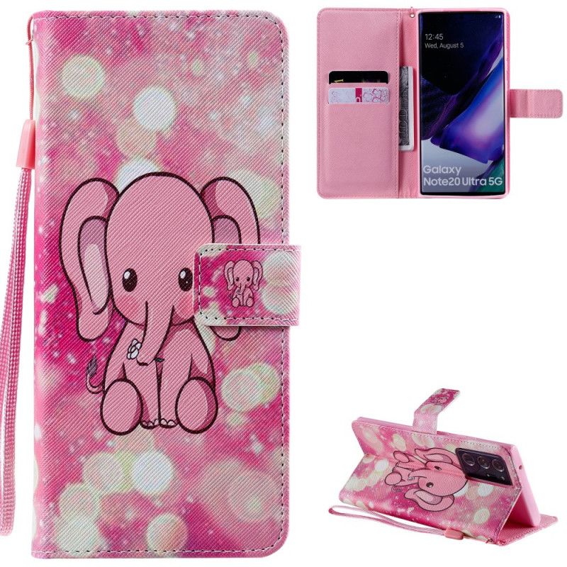 Folio Deksel Samsung Galaxy Note 20 Ultra Babyrosa Elefant Anti-fall