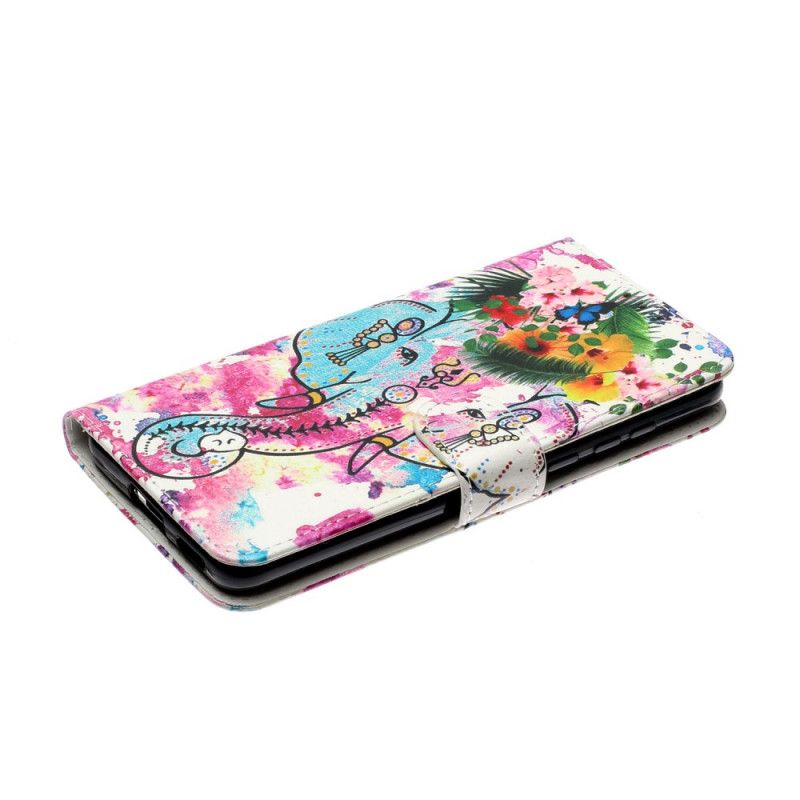 Folio Deksel Huawei P40 Elefantmaleri Anti-fall