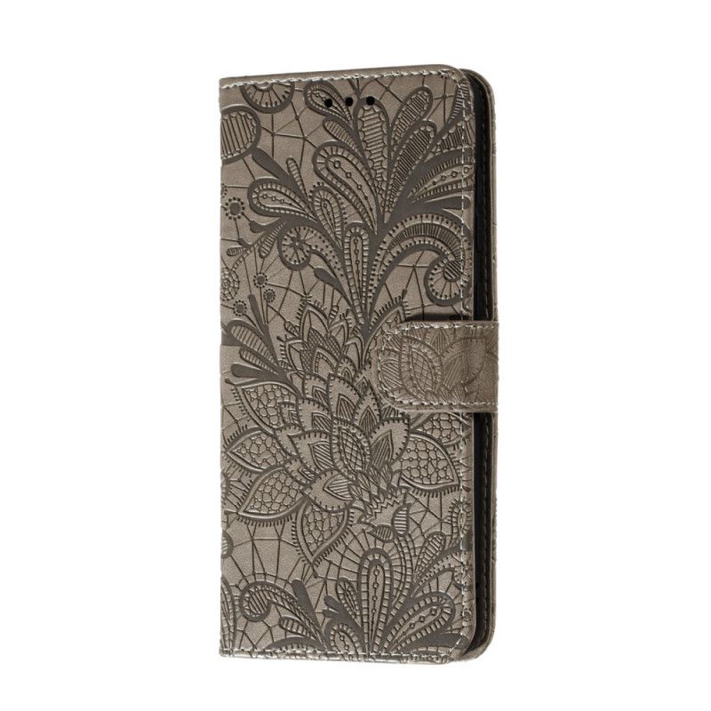 Folio Deksel Huawei P40 Rød Stamme Blomster Med Tanga