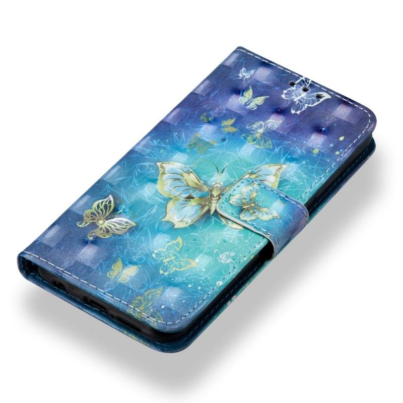 Folio Deksel Huawei P20 Lite 3D Gyldne Sommerfugler