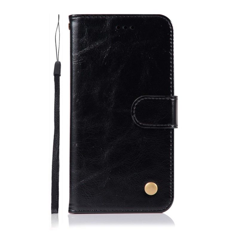 Folio Deksel Huawei P20 Lite Svart Vintage Skinneffekt Med Stropp