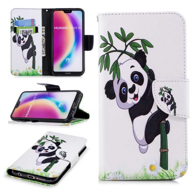 Lærdeksel Folio Deksel Huawei P20 Lite Panda På Bambus