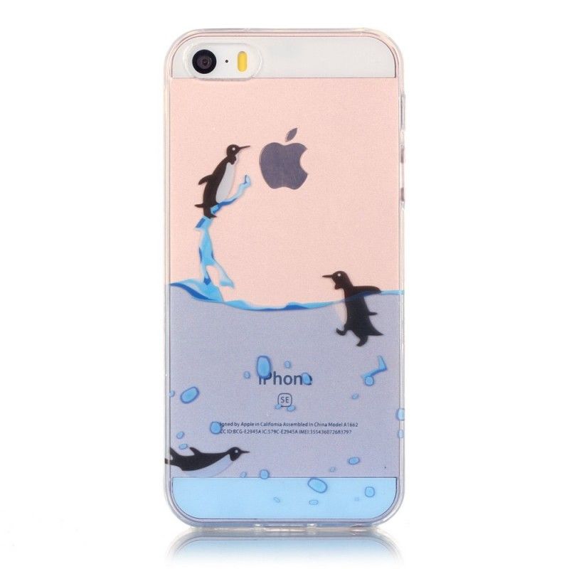 Deksel iPhone 5 / 5S / SE Gjennomsiktig Spill Med Pingviner Anti-fall